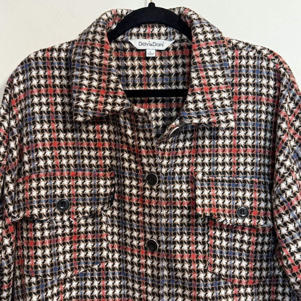 Davi&Dani Women's Size Large Oversized Plaid Butt… - image 2